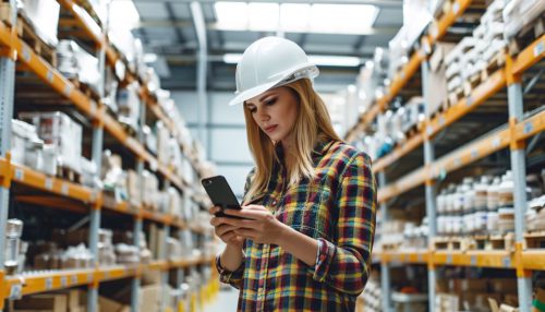 warehouse-woman-phone